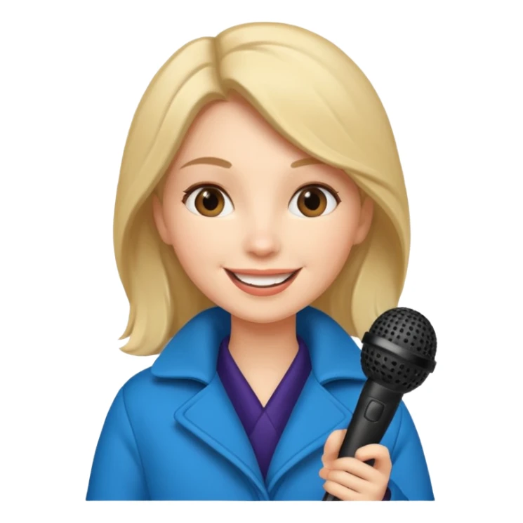 woman with winter clothes holding microphone sticker