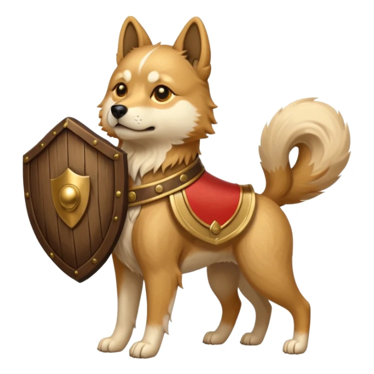 ancient chinese dog with only wooden shield sticker