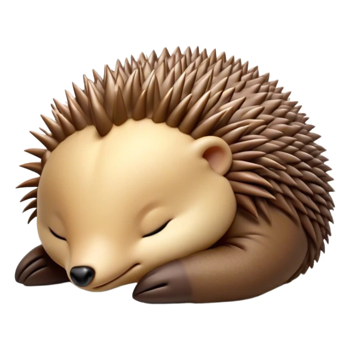 Meme-Worthy Cute Sleeping Echidna Portrait Emoji, Head resting peacefully with a contented smile, showcasing a delightfully compact build and a luxuriously soft spiky fur, eyes shut in a serene, restful nap, Simplified yet hilariously adorable features, highly detailed, glowing with a soft, drowsy light, high shine, relaxed and utterly lovable, stylized with an air of playful laziness, bright and heartwarming, soft glowing outline, capturing the essence of a comically sleepy echidna, so meme‐worthy it feels like it could instantly become the next viral sensation of adorable slumber! sticker