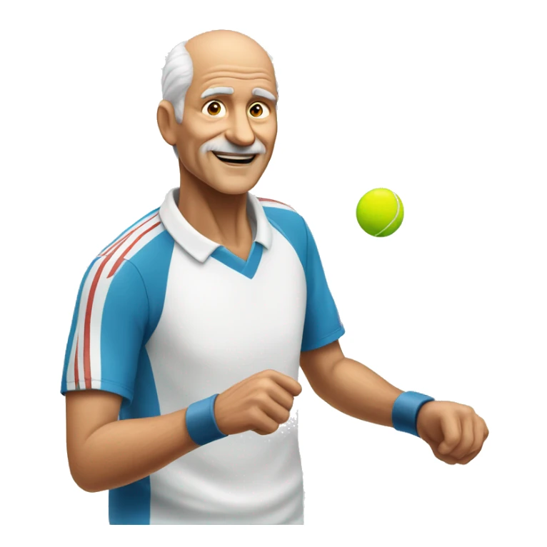 65 year old man playing tennis balding white sticker