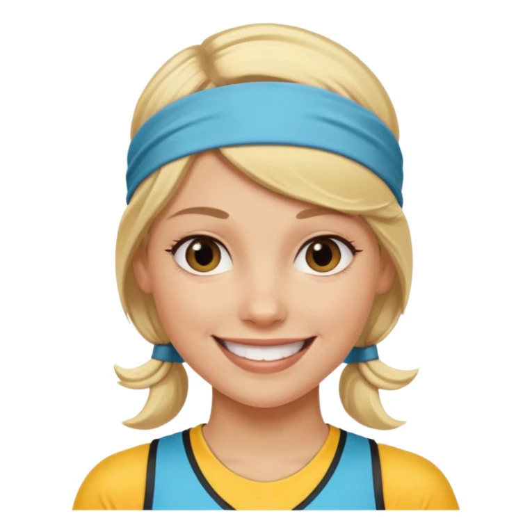 blonde female athelete with headband sticker