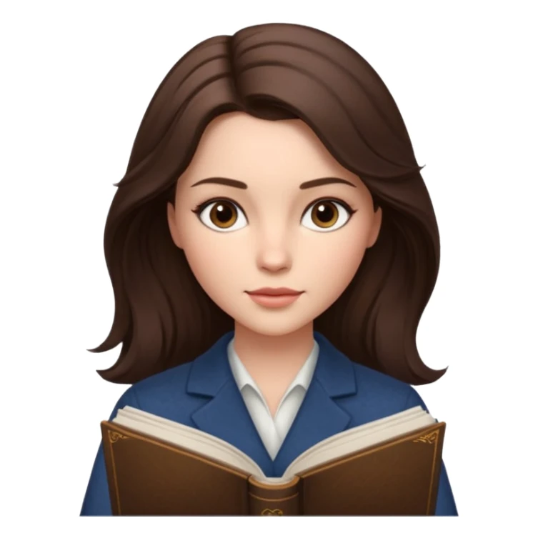 Cinematic Realistic Journal Portrait, depicted with lifelike skin texture, subtle rosy undertones, and soft natural lighting that enhances the gentle contours of her face. Her intricately detailed brunette hair is elegantly styled , sticker