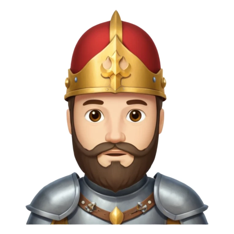 a royal western knight with full beard, wearing hat sticker