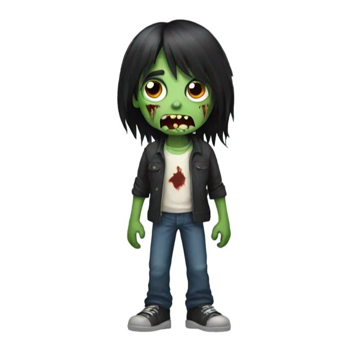 boy zombie with black long hair sticker