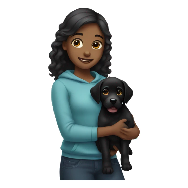 girl holding black lab puppy sticker