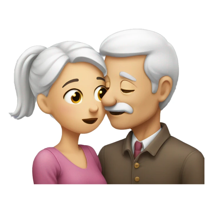 An old man kisses his girl sticker