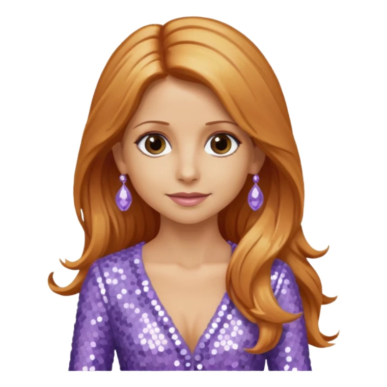 Sarah Michelle Gellar with long reddish blonde hair, lavender sequin outfit sticker