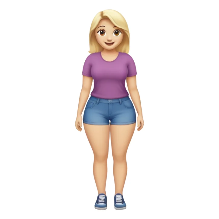 fullbody curvy blonde woman, realistic emoji style, casual pose, safe for work, smiling sticker