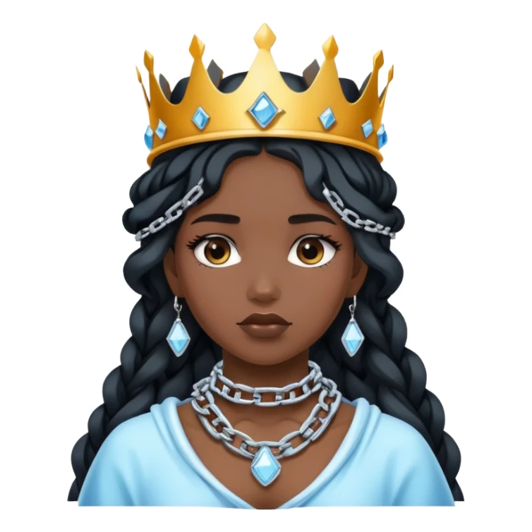 Black icy girl with chains on her neck and watches on her hands while she wears a crown  sticker