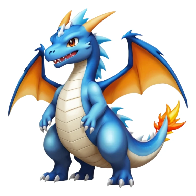 Black and white colorful gradient shiny glossy Fakémon-Digimon-Gabite-Charizard-Croconaw-Reshiram-Zekrom-creature-hybrid (full body) sticker