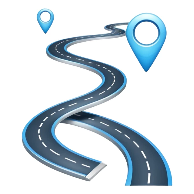 Clean roadmap icon emoji with curved path and milestones, modern corporate style sticker