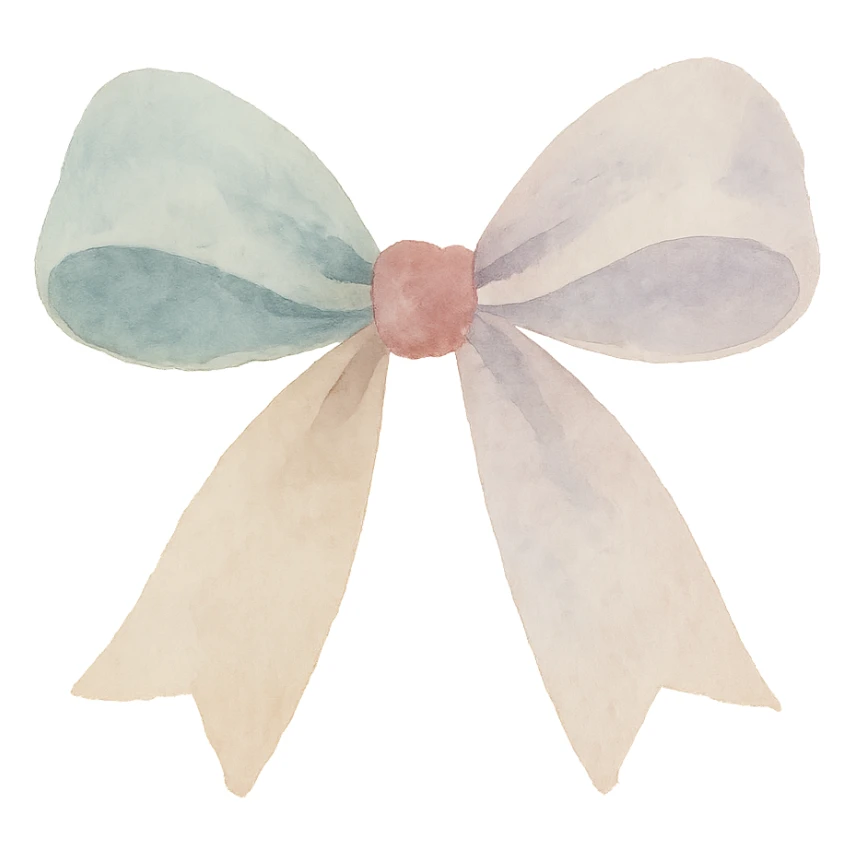 fluffy bow, soft edges, gentle colors sticker