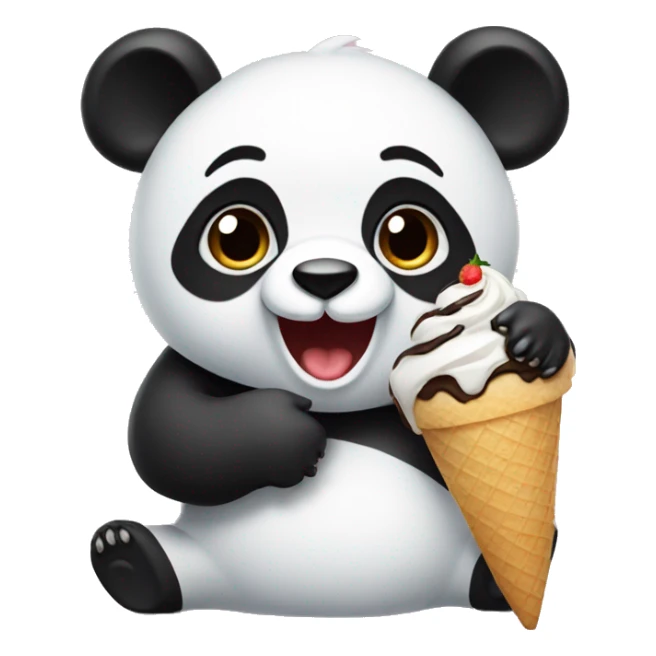 Panda eating ice cream sticker