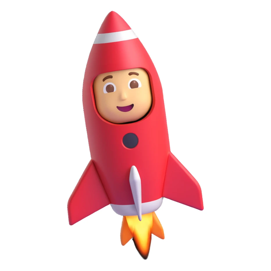 Elon Musk with a rocket 3D emoji style sticker