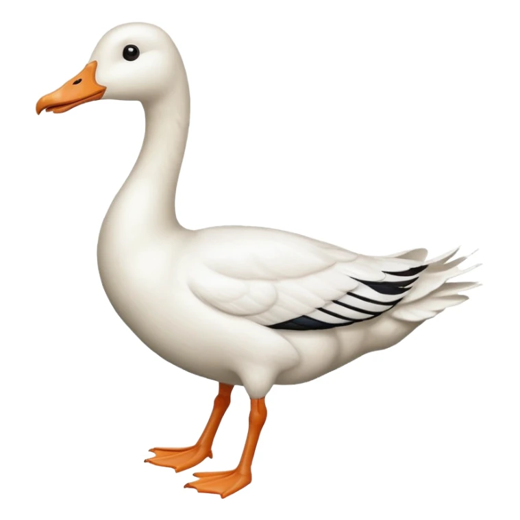 Make me an emoji of a goose that is running towards something. Also make it white. Make it have a long neck like geese do. sticker