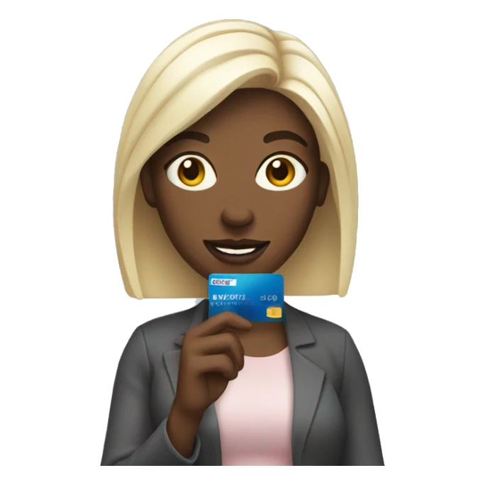 White women holding a Credit card  sticker