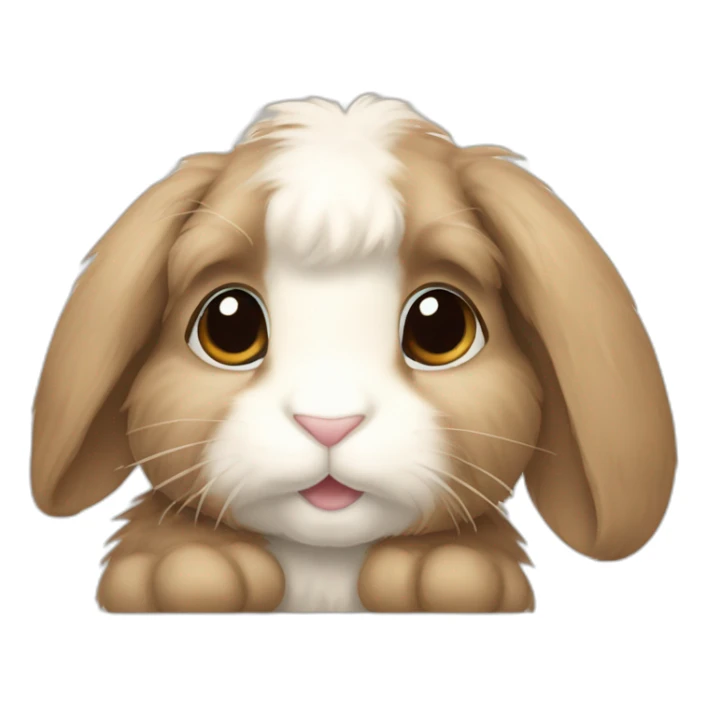 Fuzzy lop bunny with beige patches on the ears and back. sticker