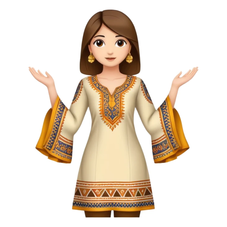 Short kurti with bell sleeves and ethnic patterns sticker
