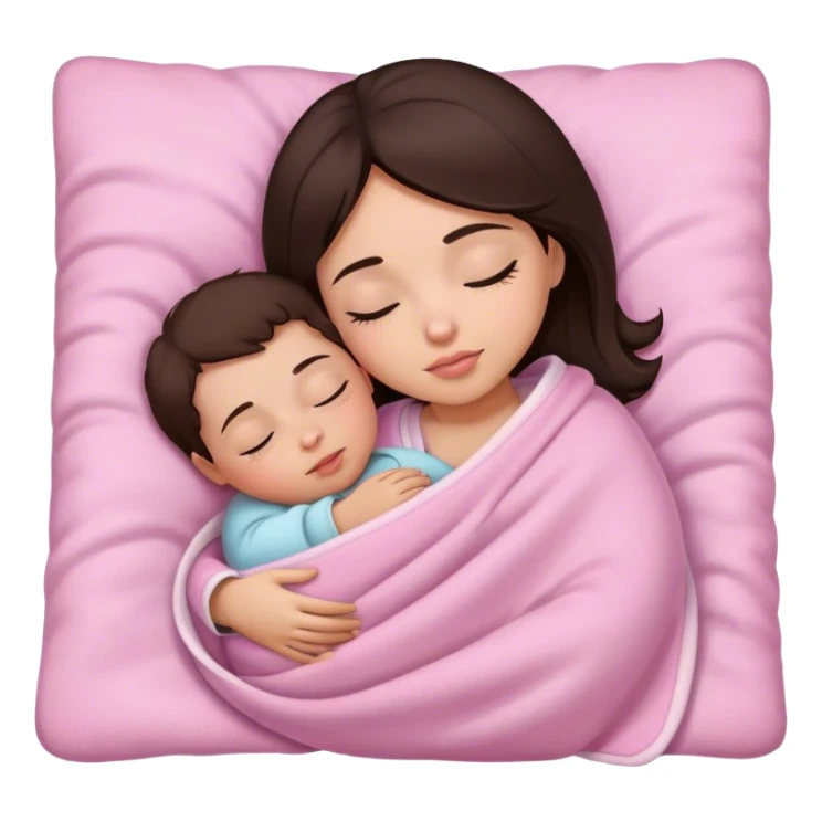 girl with really dark brown hair sleeping with a baby pink blanket  sticker