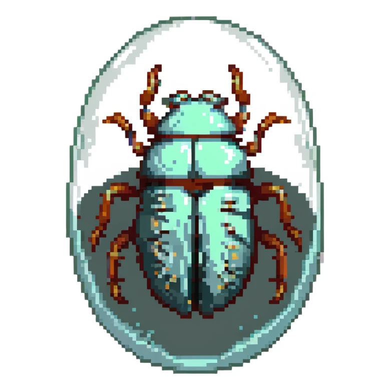 MRI embryo digital fetal small shape in otherworldly bubble, eerie, horror, insectoid, crustaceanoid, pupa, crystalis, scarab, in-utero sticker
