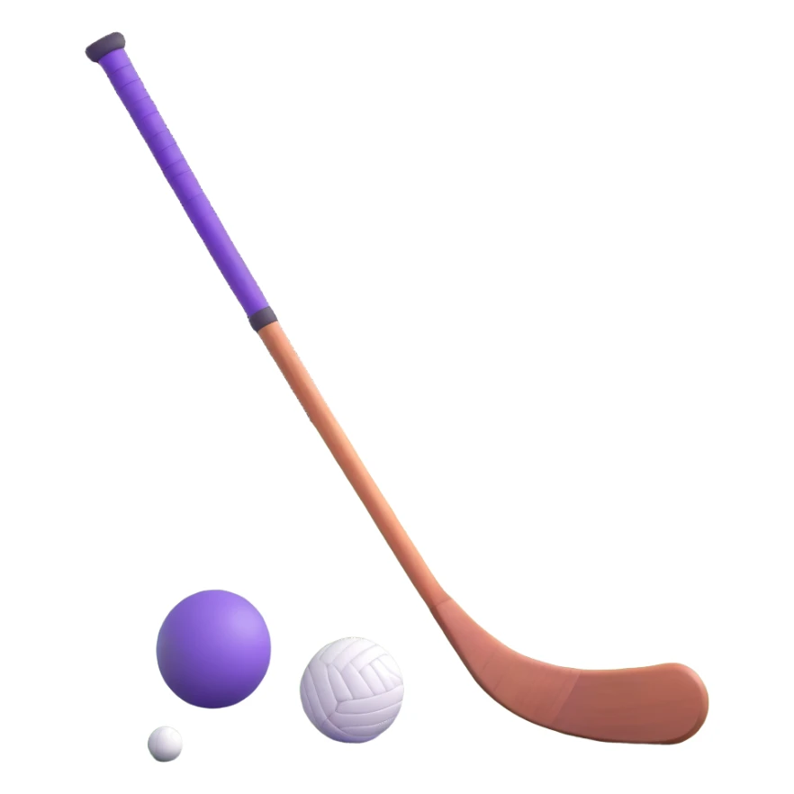field hockey stick and ball on lush green field sticker