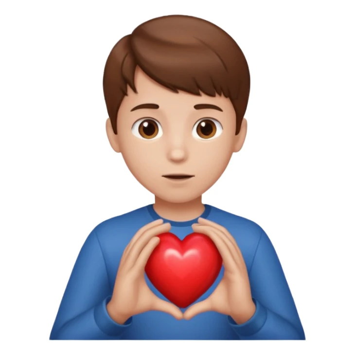 Boy taking his heart and throws it and it gets bigger and bigger sticker