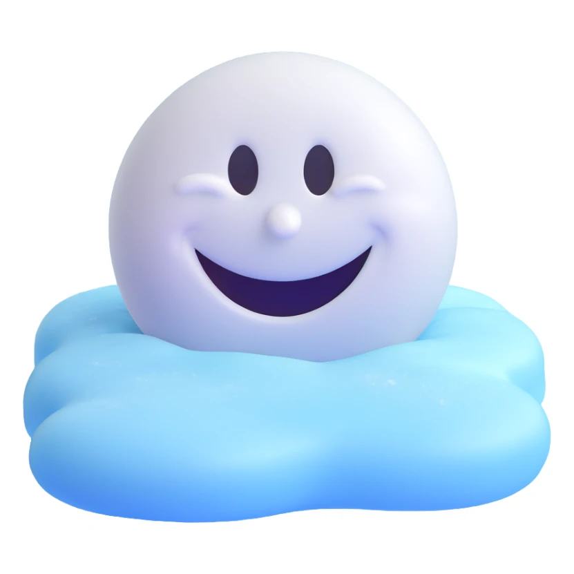 frozen smiley face sleeping, frosty surface, icy blue sticker