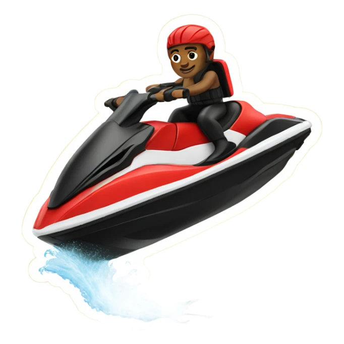 Man riding on a red and black Jetski sticker