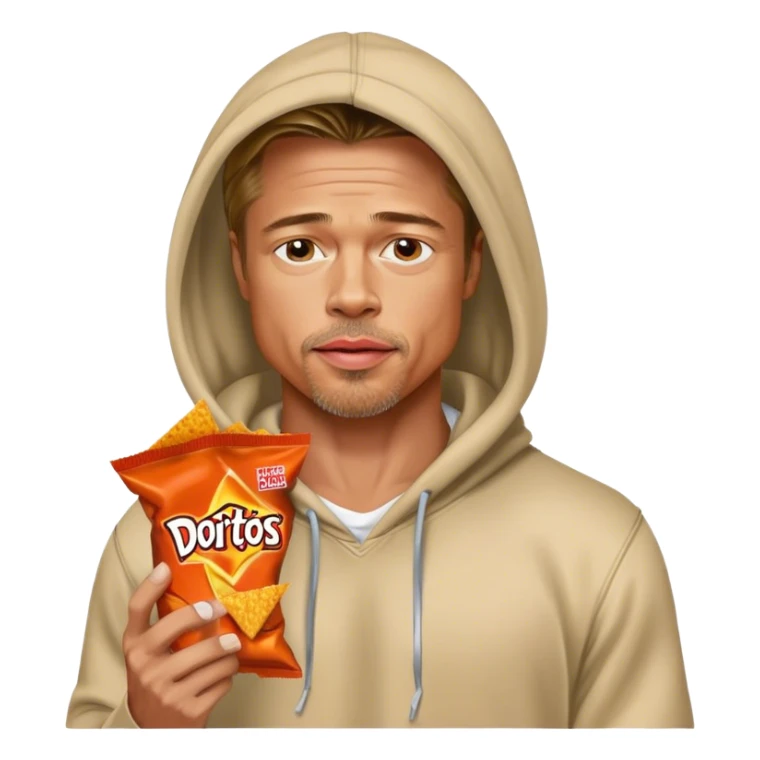 Brad Pitt in hoodie eating Doritos  sticker