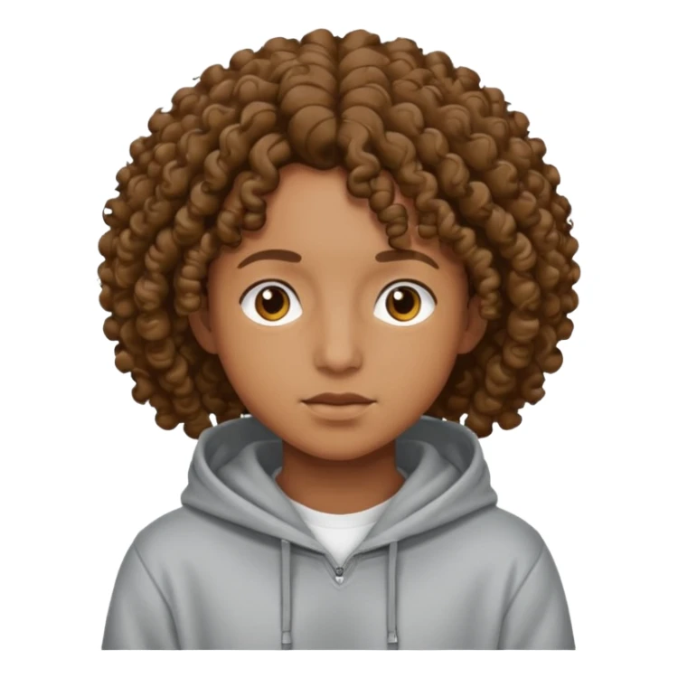 Gut wearing a hoodie with curly hair sticker