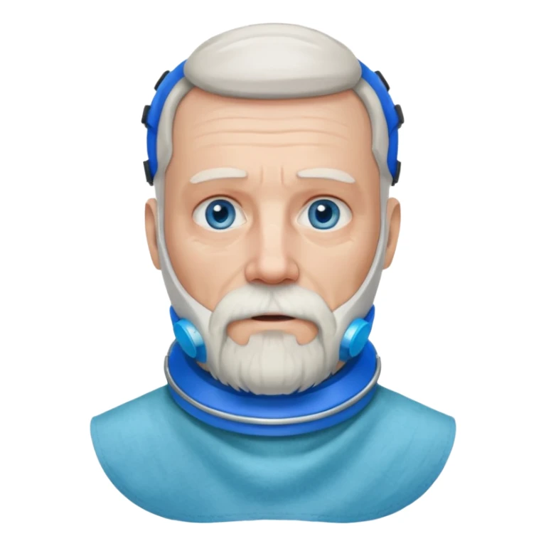 Older man with a full beard, a medical neck brace, and blue eyes. sticker
