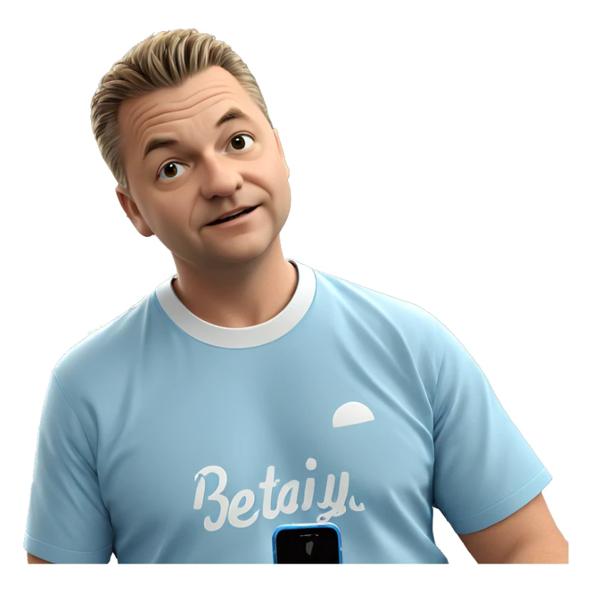 boy in blue shirt indoors sticker