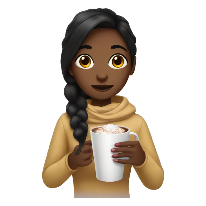 Black hair girl drinking hot chocolate  sticker