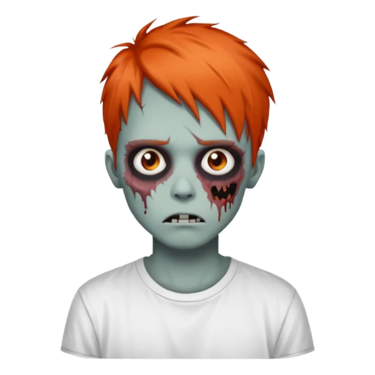 zombie teen emo with emo dark orange hair grunge style white shirt  sticker