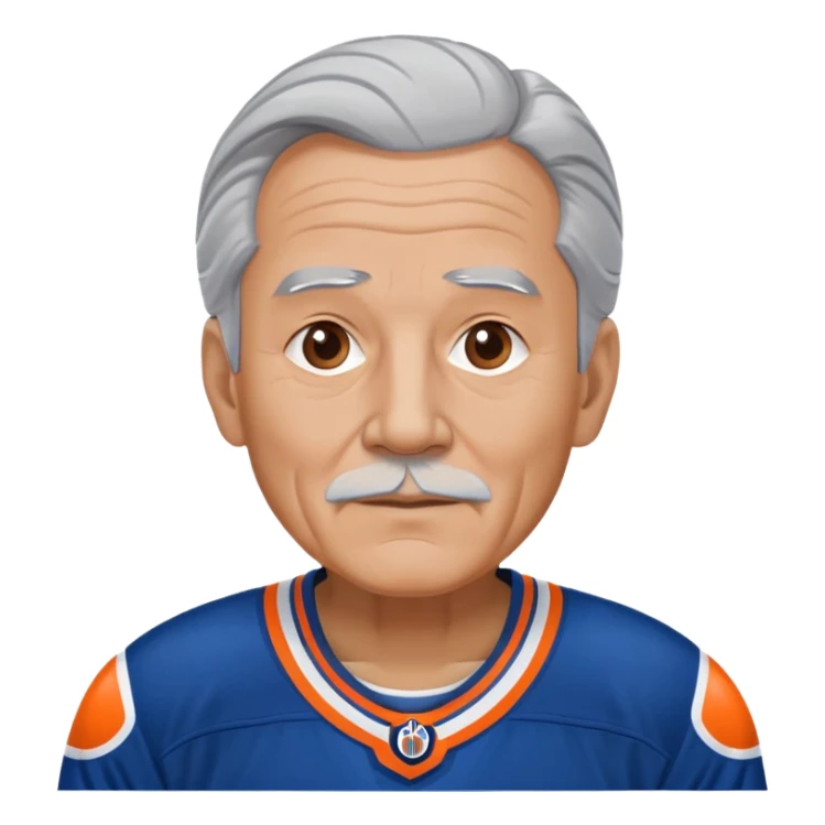 Old  man grey hair wearing oilers uniform sticker
