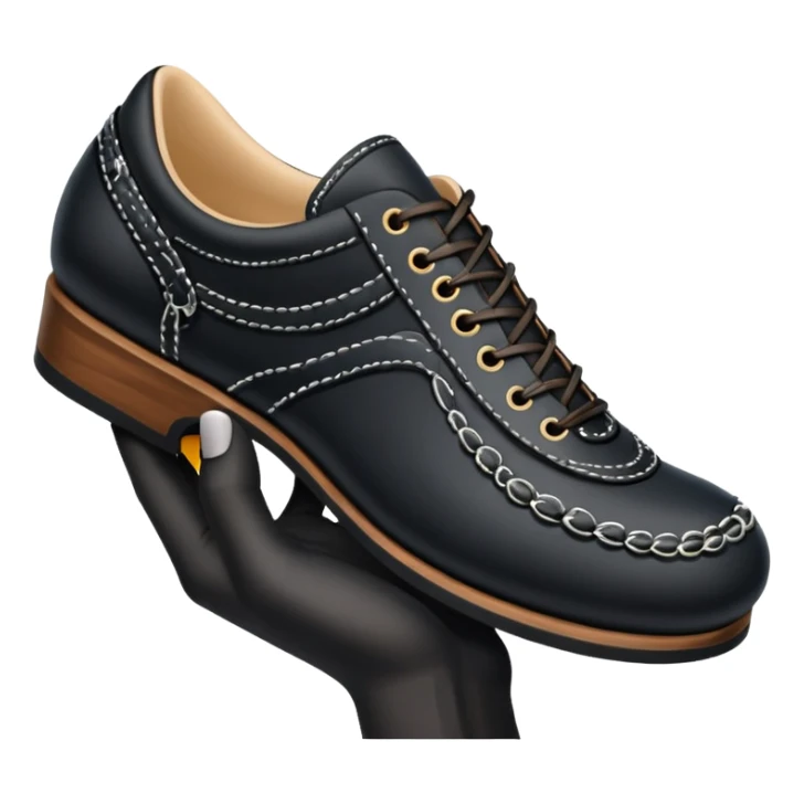 A hand holding Japanese shoe sticker