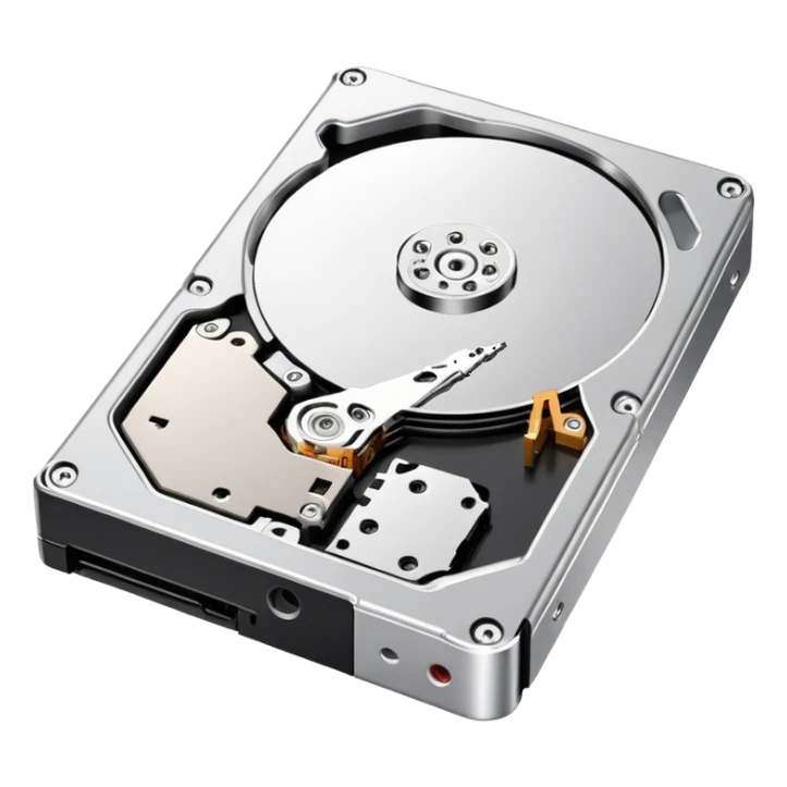 hard drive storage disk with metal case and connector ports sticker