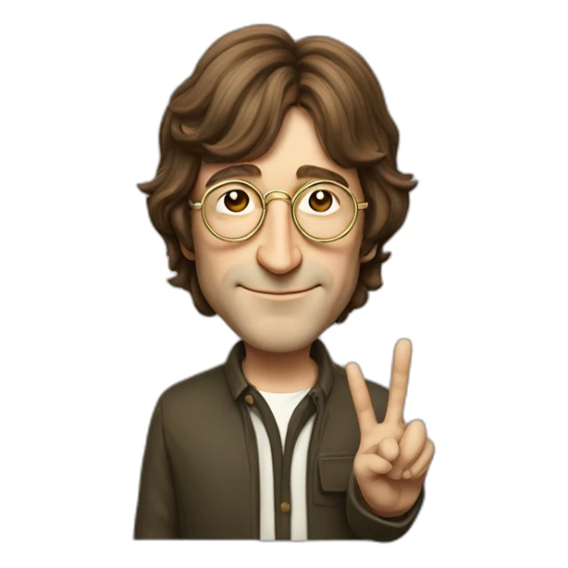 John Lennon showinh the Peace sign sticker