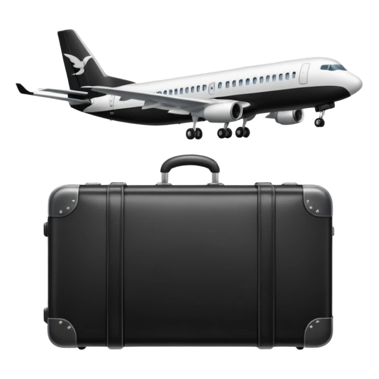 Luggage bags with plane taking off in the background  sticker
