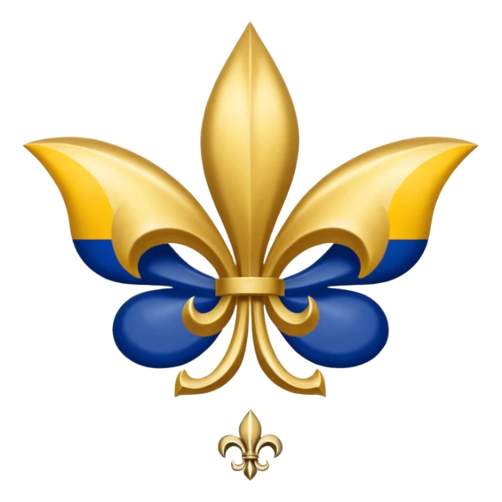 Louisiana Creole flag with a deep blue background, a single gold five-pointed star in the upper left, and three gold fleur-de-lis below it. Flat vector design, clean lines, high contrast, no text, clear at small size. sticker