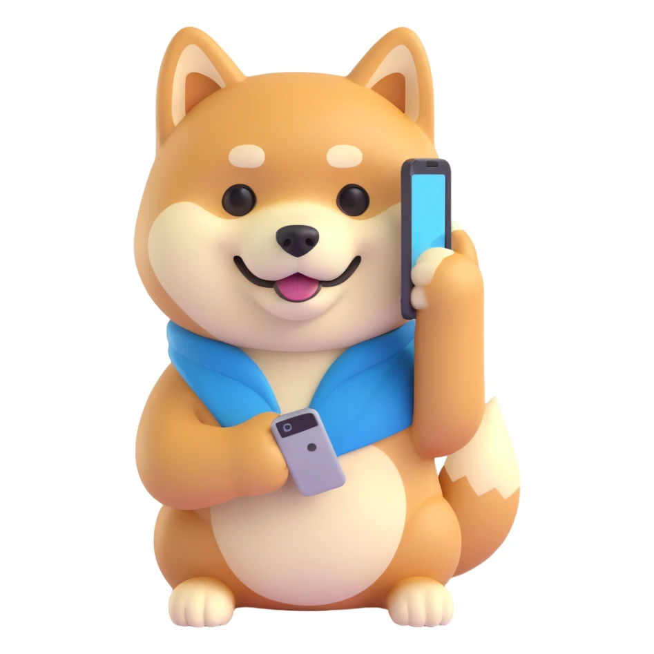 shiba inu holding a phone sticker