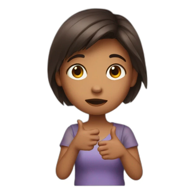 A girl saying no with hand sticker