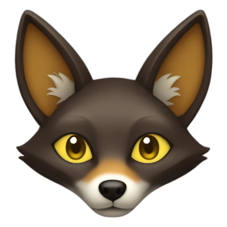 small dark brown fox with yellow eyes and a dark green hood that smile sticker