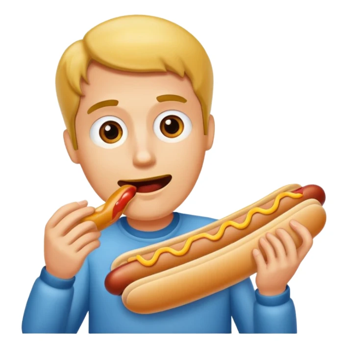 man eating a hot dog sticker