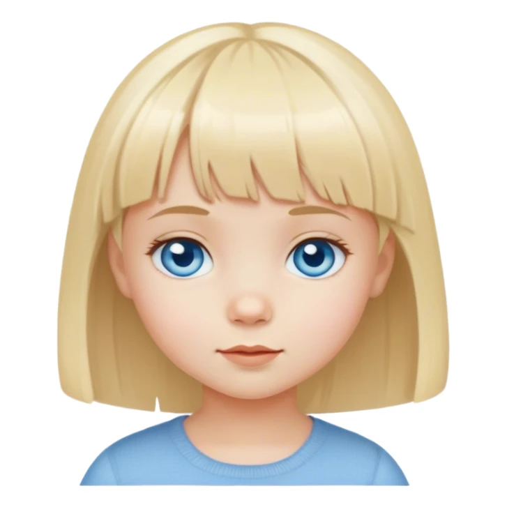 Girl toddler with blue eyes and short blond hair with bangs  sticker