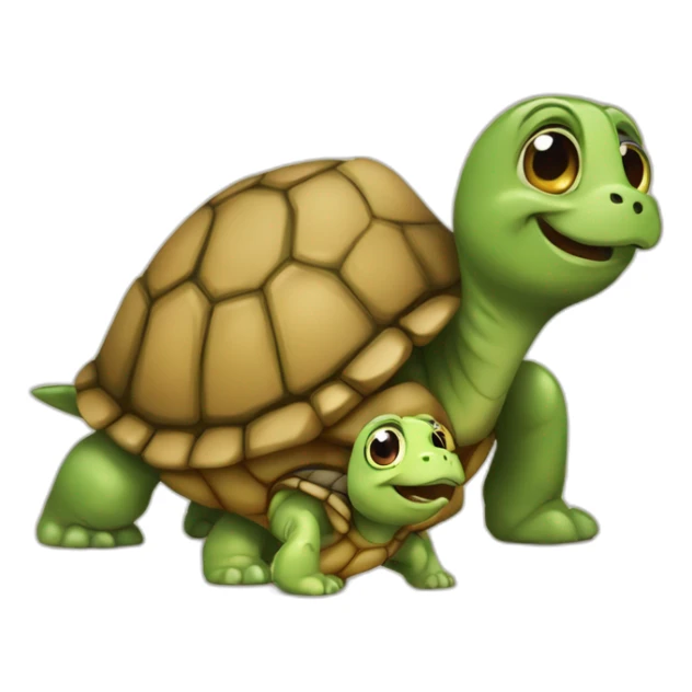 Une tortue avec un chien dessus sticker