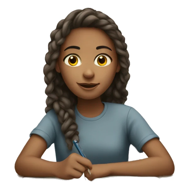 a white teenager girl studying sticker