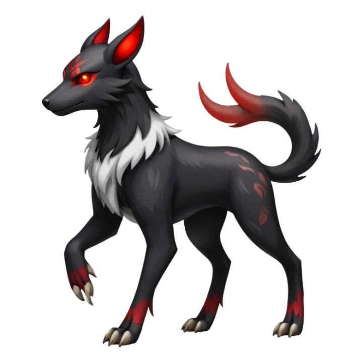 Shiny Exotic Excessive Mysterious Houndoom-Mightyena-Pokémon-Fakémon-hybrid-creature (full body) sticker