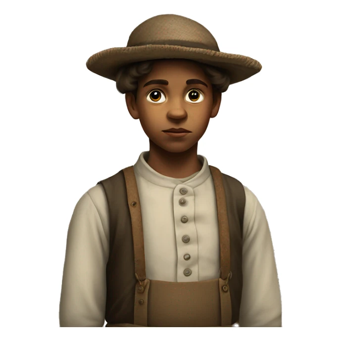 19th century peasant boy photorealistic serious sticker