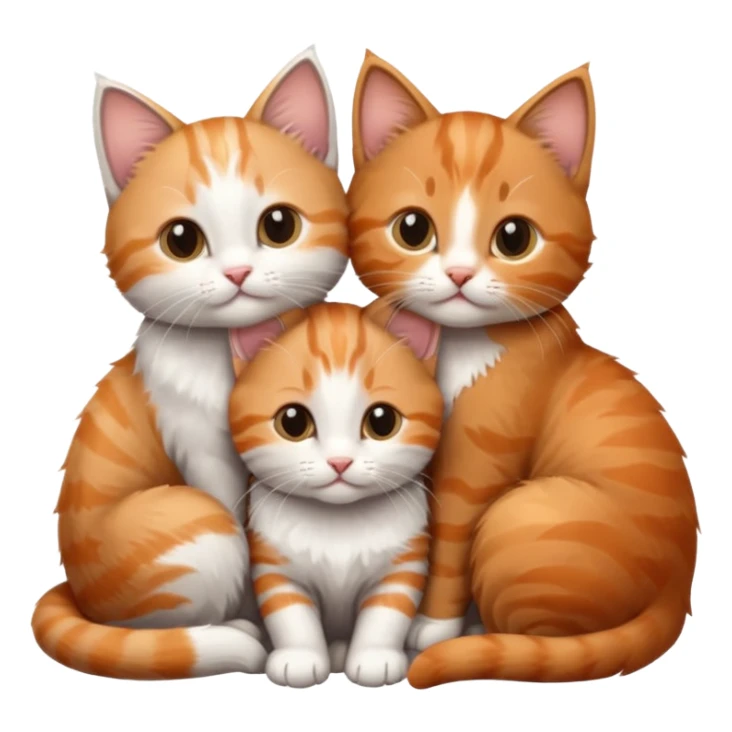 3 kittens cuddling together all different colours, the first one is grey and white, the second is ginger and white and the third is brown tabby and white sticker
